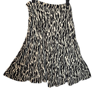 Ideology VTG 1980's Animal Print Flare Skirt Midi Length Elastic Waist Size S